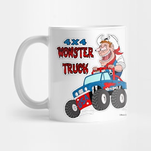 4X4 Monster Truck & Crazy Cowboy Cartoon Mug